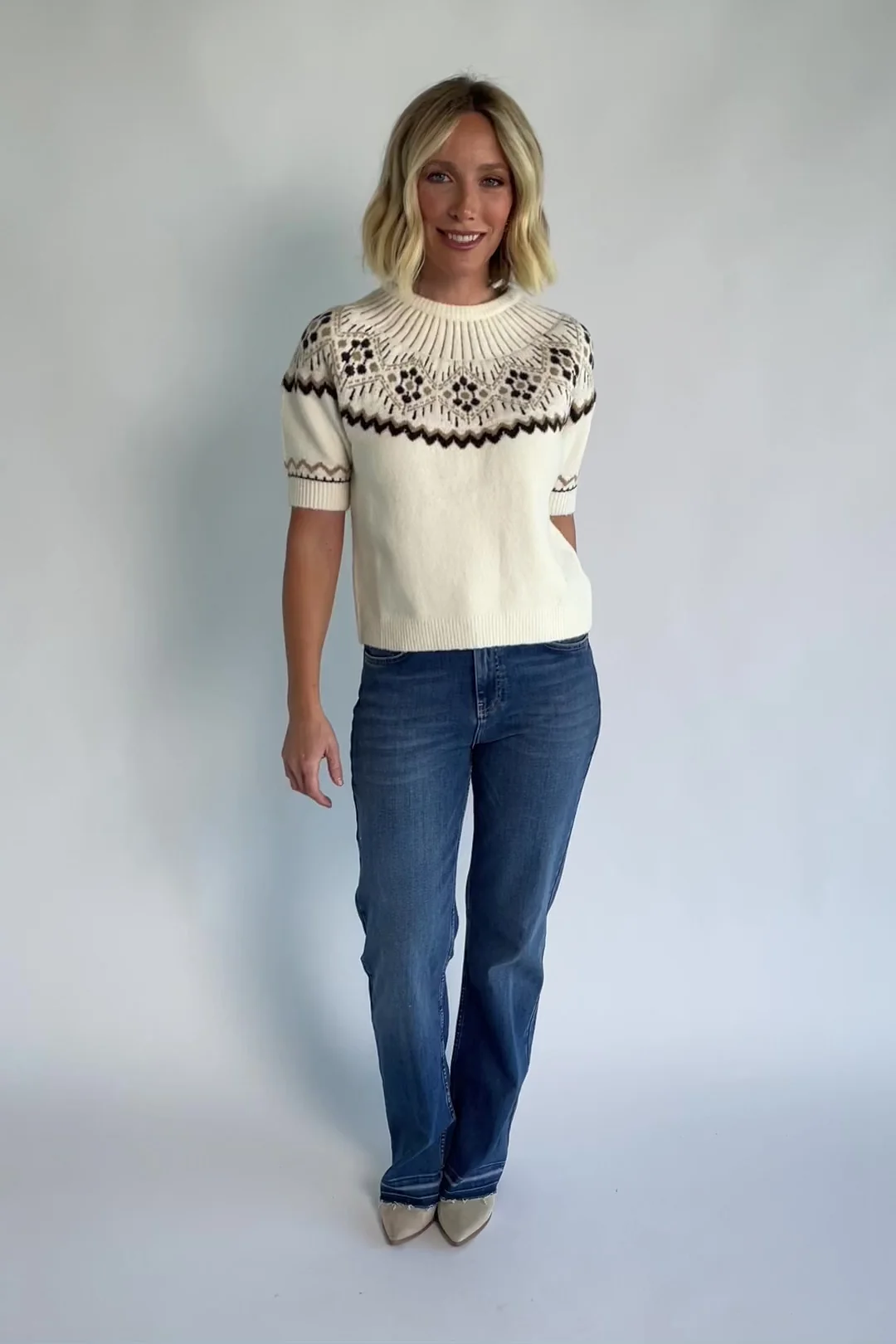 Kambri Sweater Top | Cream Multi