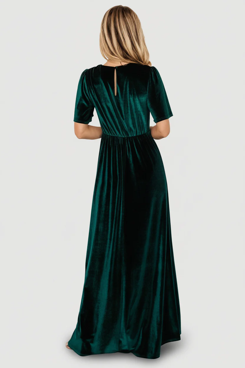 Vivian Velvet Maxi Dress — Emerald V-Neck Gown 6 Vivian Velvet Maxi Dress — Emerald V-Neck Gown