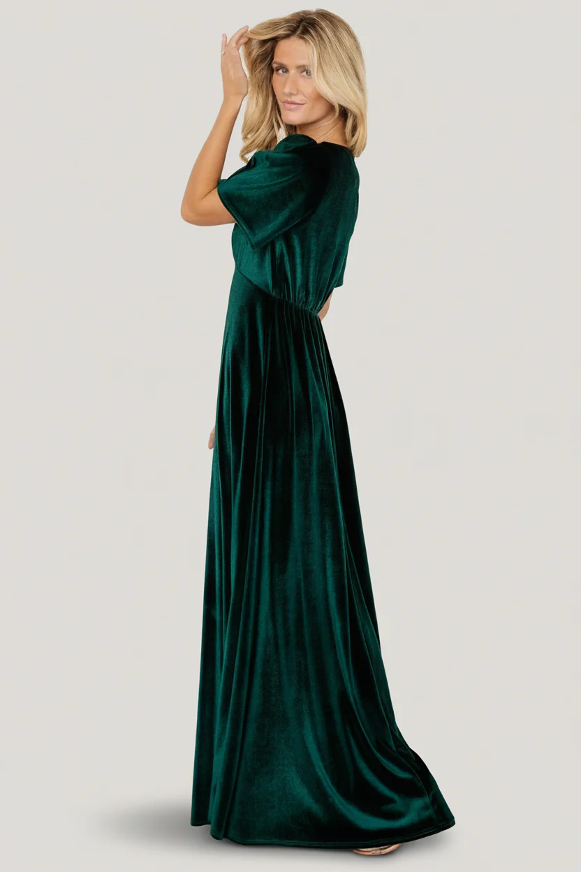 Vivian Velvet Maxi Dress — Emerald V-Neck Gown 7 Vivian Velvet Maxi Dress — Emerald V-Neck Gown