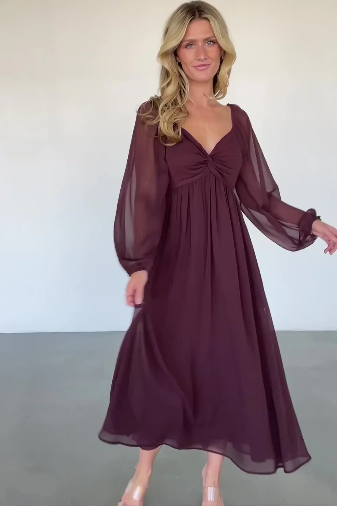 Dione Midi Dress Mahogany Georgette Sweetheart