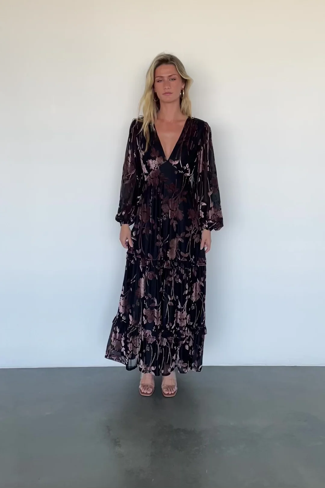 Liana Velvet Embossed Maxi Dress