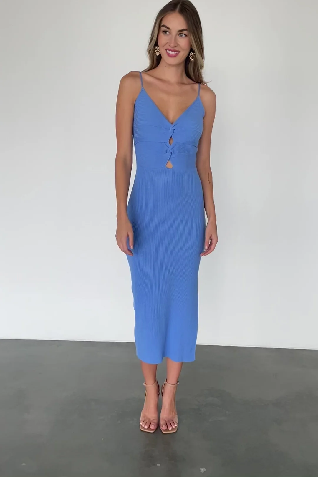 Nathalie Ribbed Midi Dress - Blue 2 Nathalie Ribbed Midi Dress - Blue