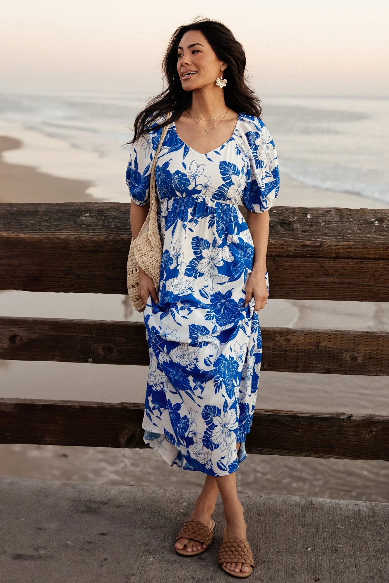 Leela Maxi Dress — Cobalt Floral, Pockets