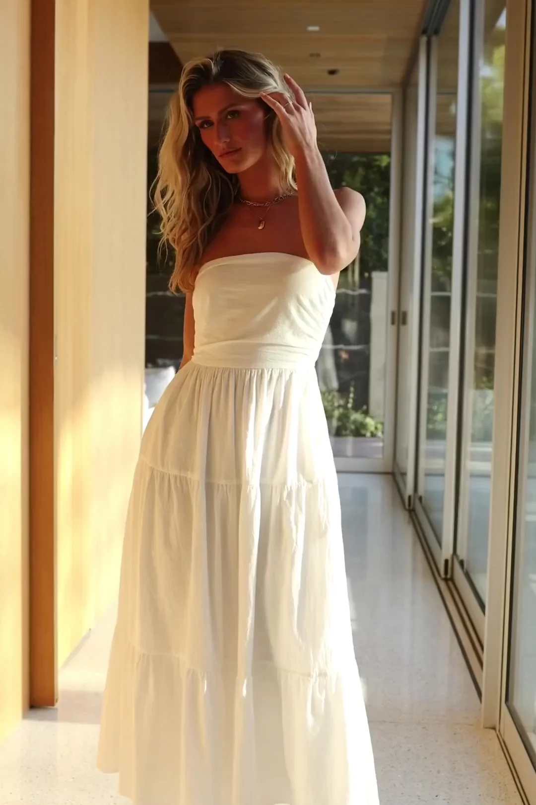 Delray Strapless Midi Dress - Cotton Off White 2 Delray Strapless Midi Dress - Cotton Off White