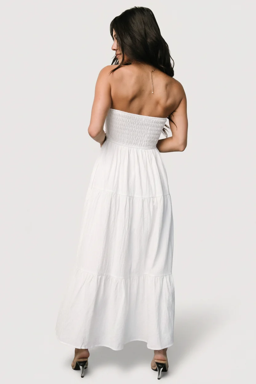 Delray Strapless Midi Dress - Cotton Off White 5 Delray Strapless Midi Dress - Cotton Off White