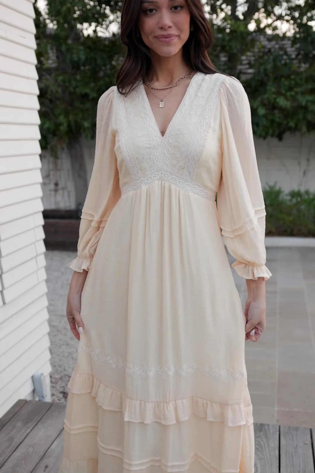 Amberlee Embroidered Midi Dress - Cream