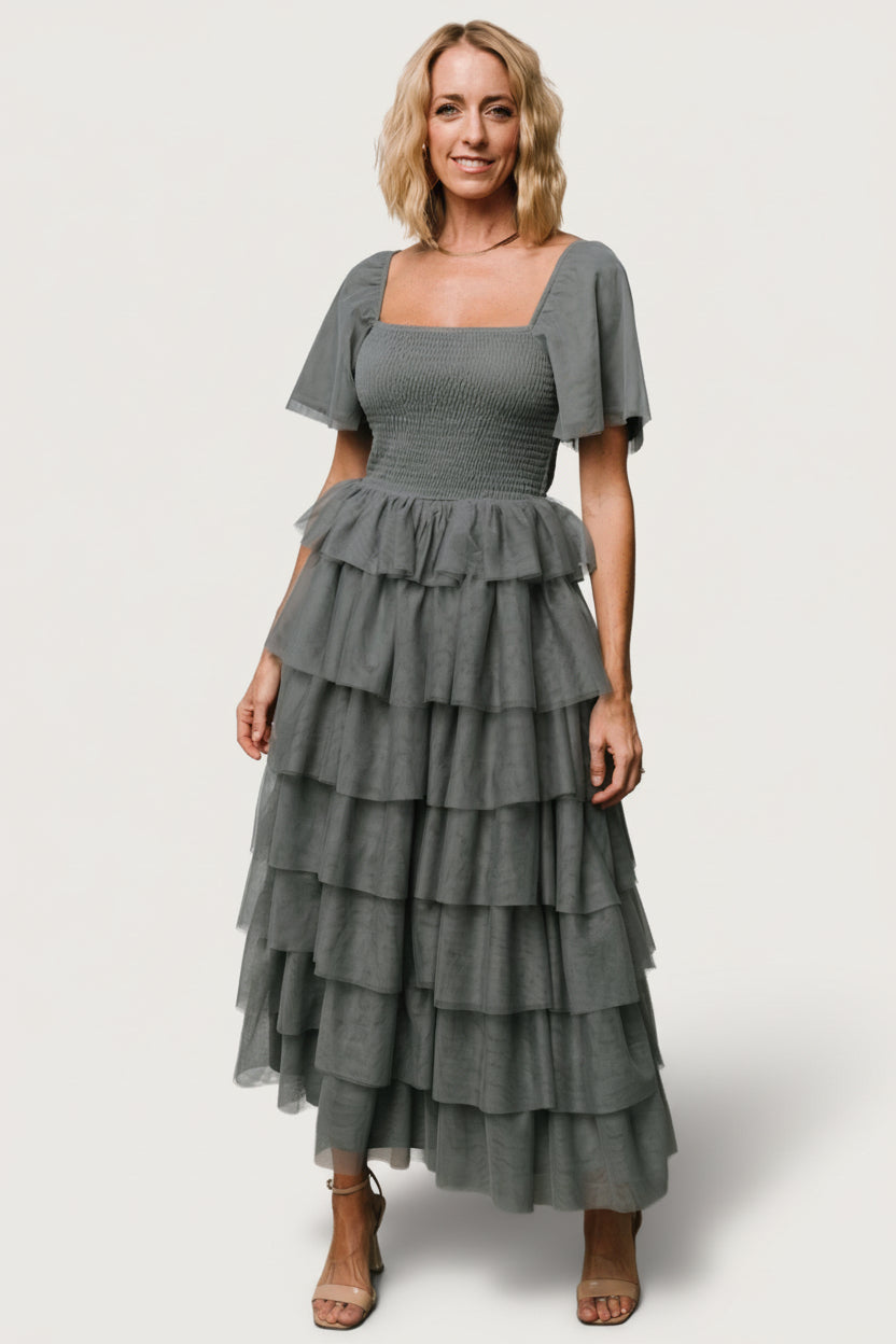 Cherise Tulle Tiered Maxi Dress — Blue Sage