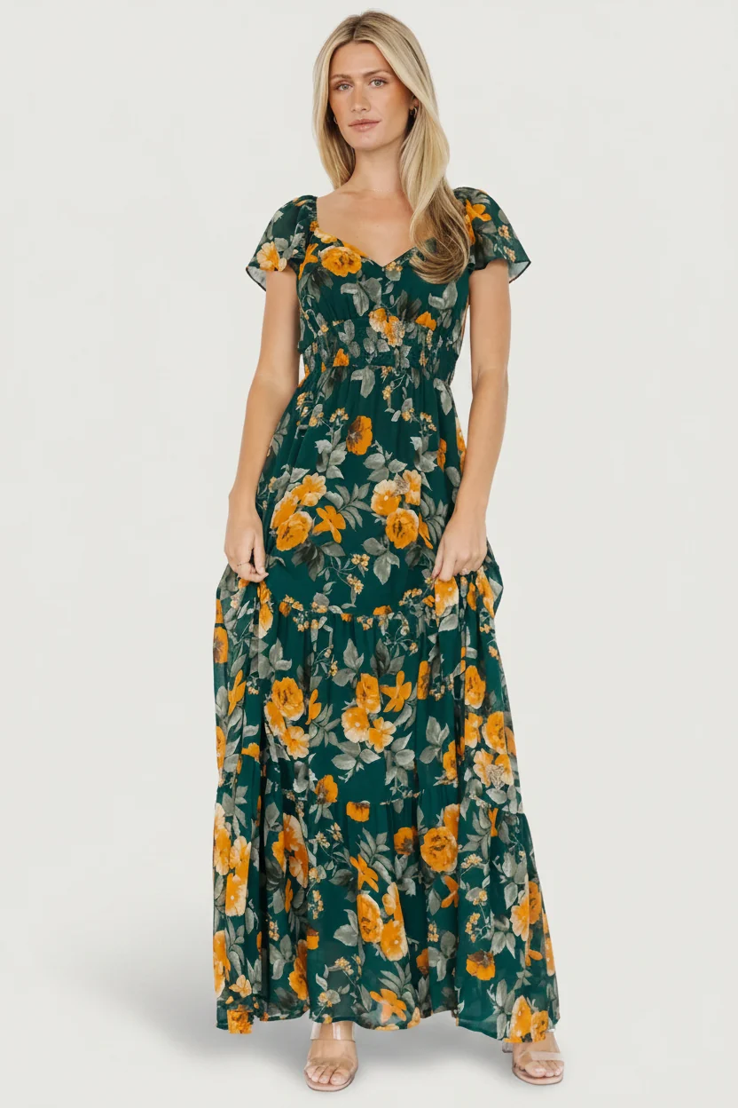 Genevive Maxi Dress - Deep Topaz Floral