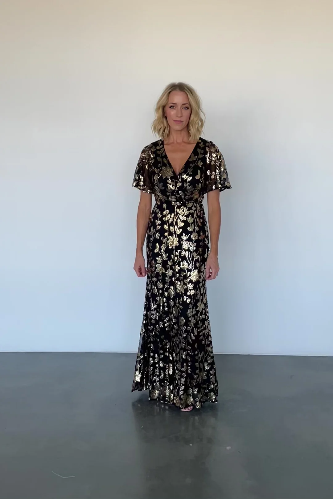 Esme Sequin Maxi Dress - Black & Gold Sequins