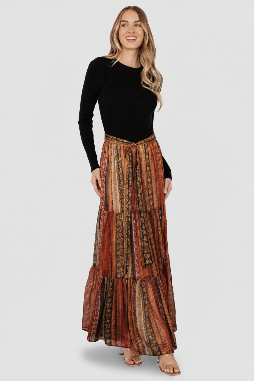 Emryn Sweater Dress — Black & Multi Print