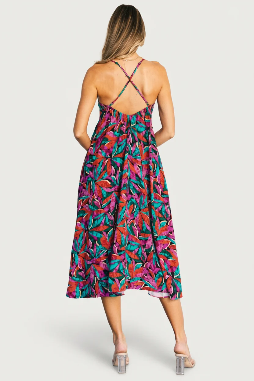 Granada Midi Dress — Multi Print V-Neck Midi 4 Granada Midi Dress — Multi Print V-Neck Midi