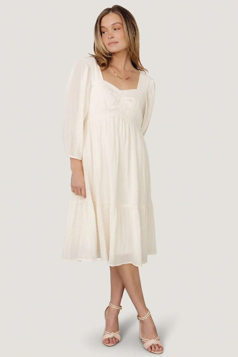 Vaeda Crepe Midi Dress - Sweetheart Neckline