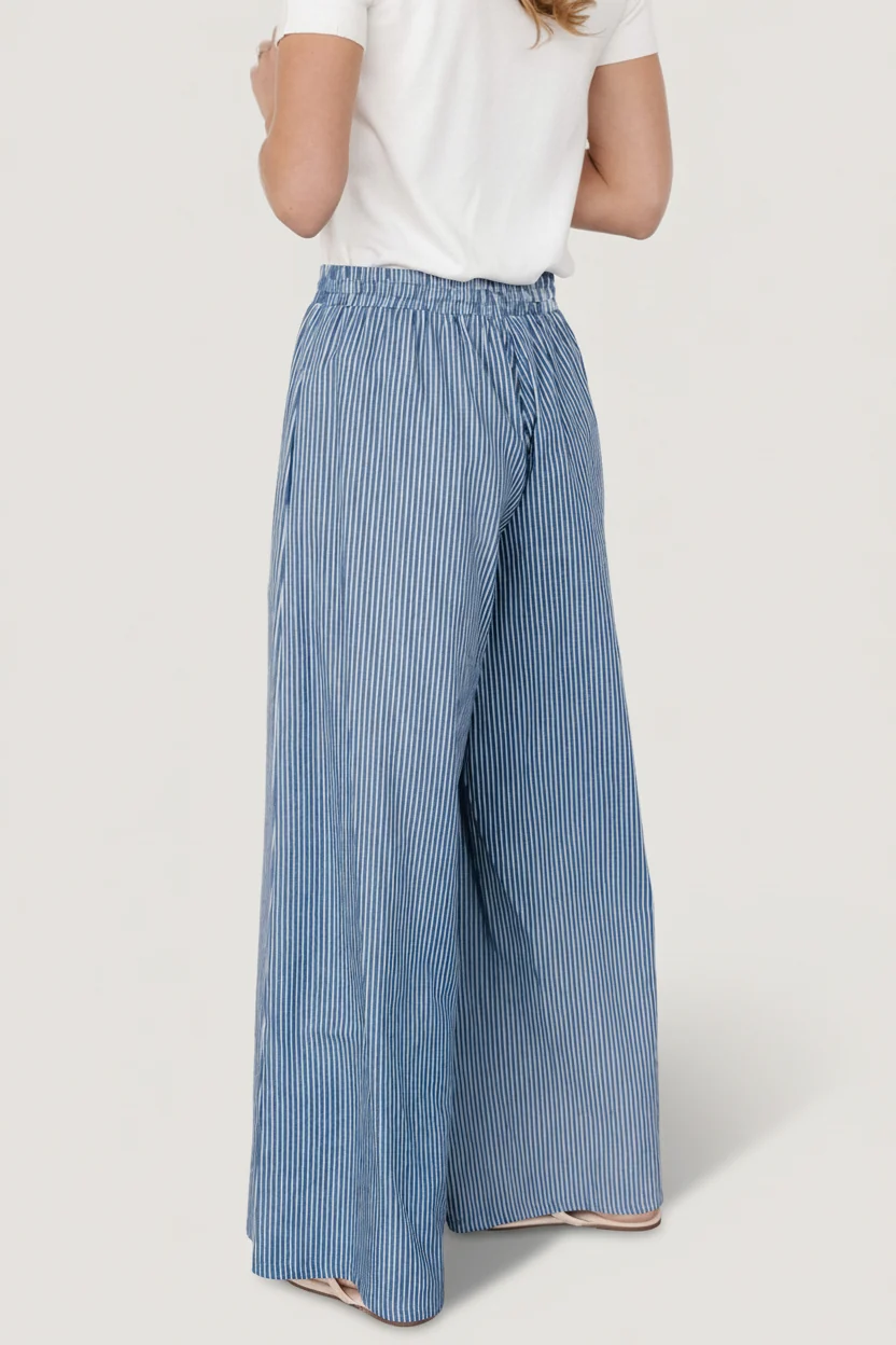 Odelia Striped Pants - Blue & Off-White Stripe 4 Odelia Striped Pants - Blue & Off-White Stripe
