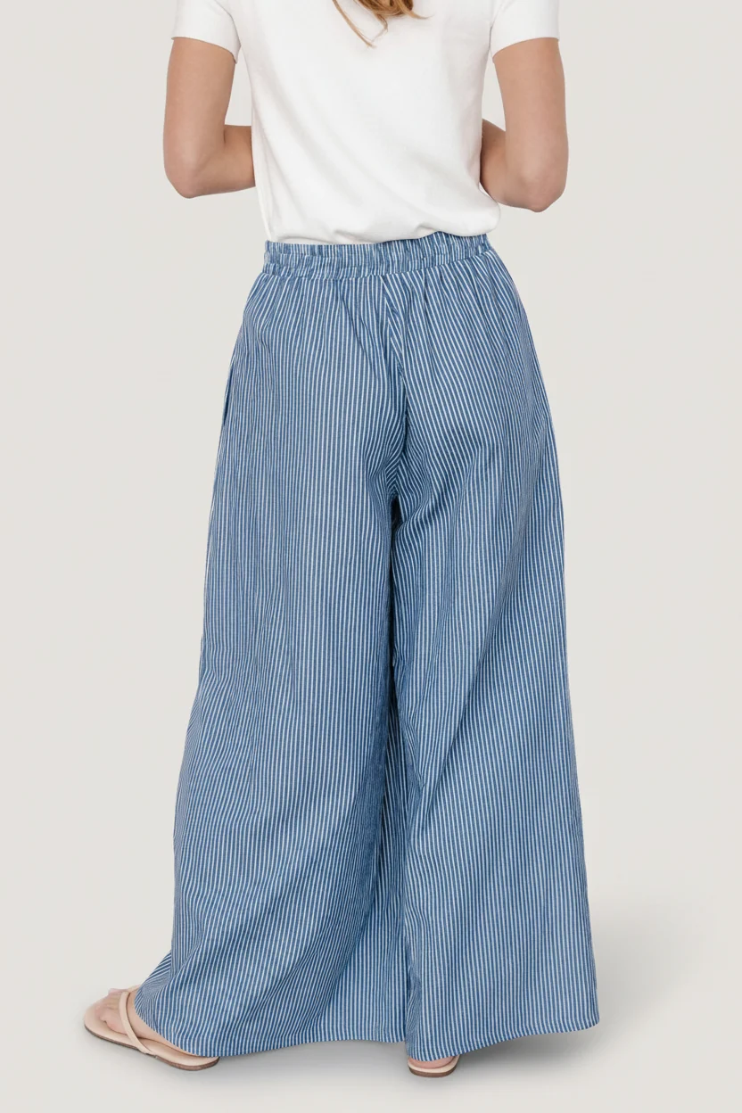 Odelia Striped Pants - Blue & Off-White Stripe 5 Odelia Striped Pants - Blue & Off-White Stripe