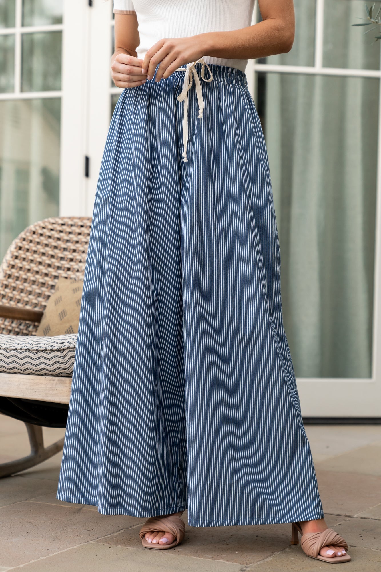 Odelia Striped Pants - Blue & Off-White Stripe 6 Odelia Striped Pants - Blue & Off-White Stripe