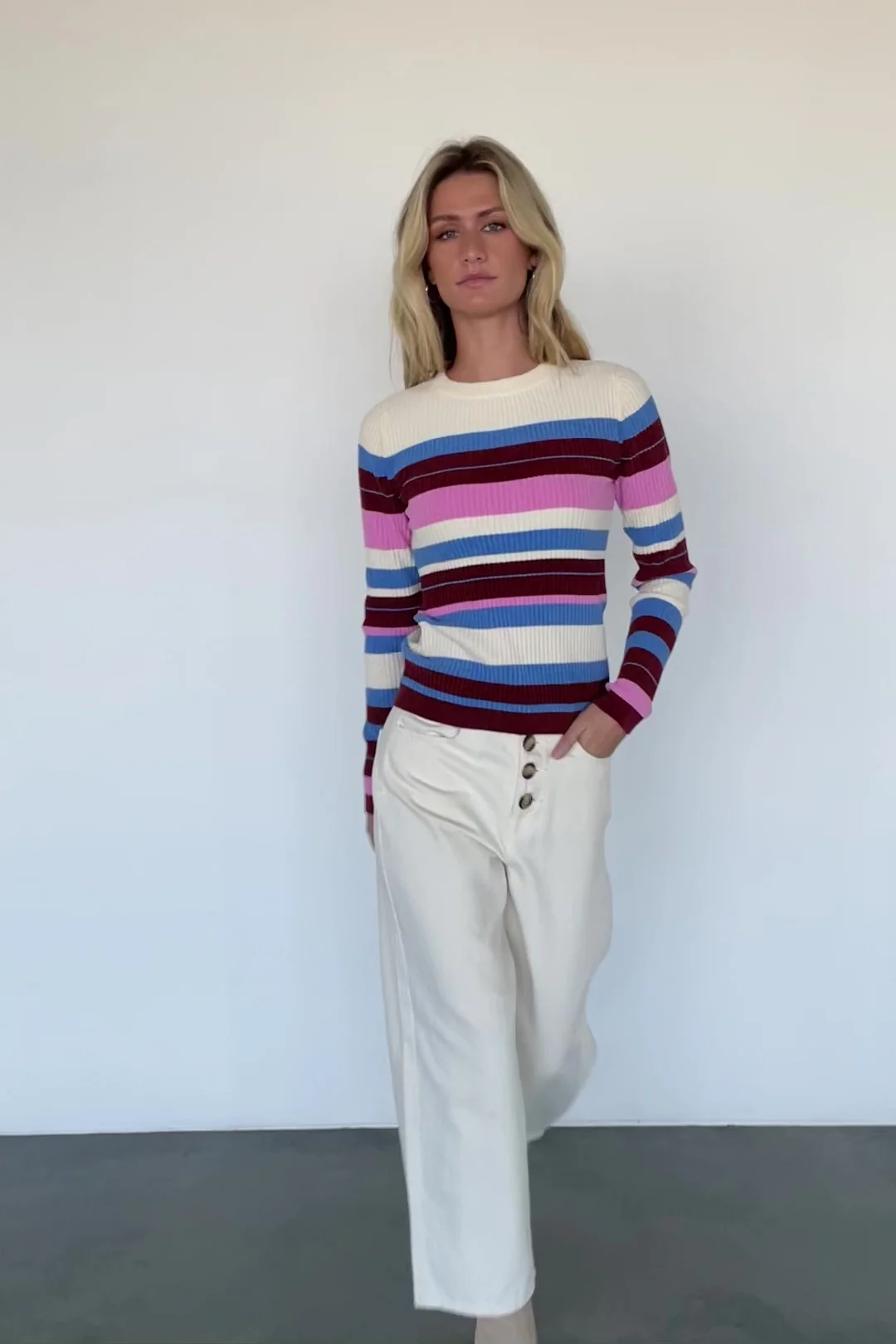 Milwaukee Striped Sweater — Orchid Multi