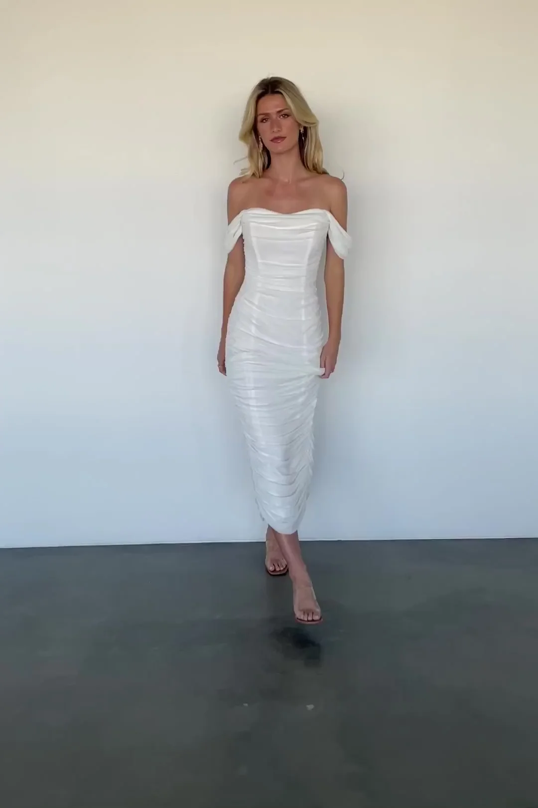 Alessandra Mesh Midi Dress, Off-White Bodycon