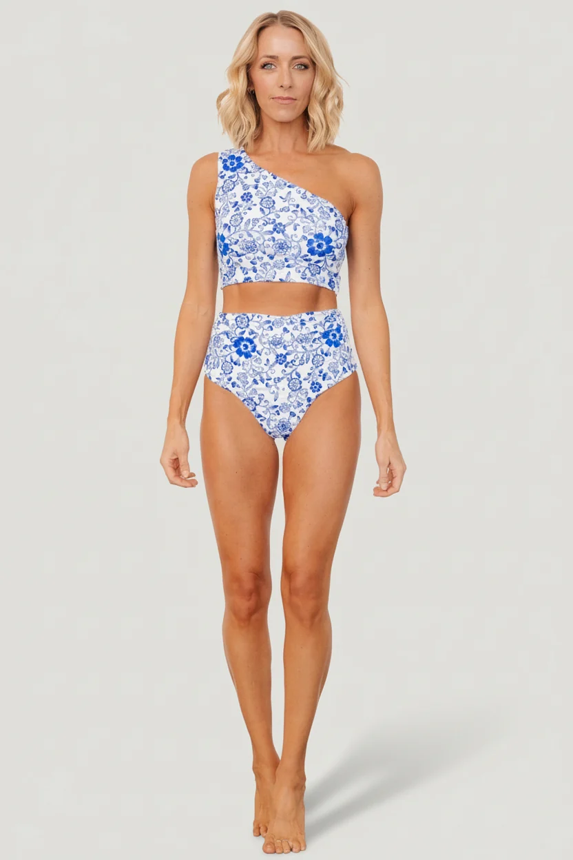 Bali High Rise Bikini Bottom — Cobalt Floral