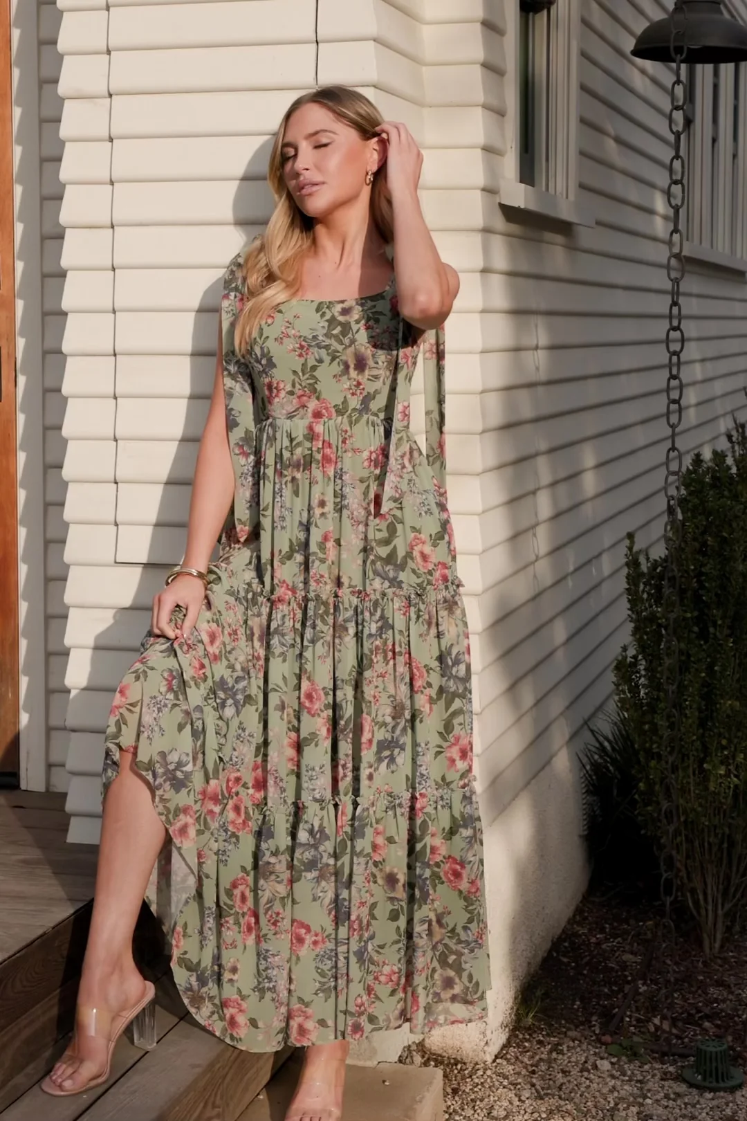 Anita Maxi Dress — Green Multi Floral Chiffon