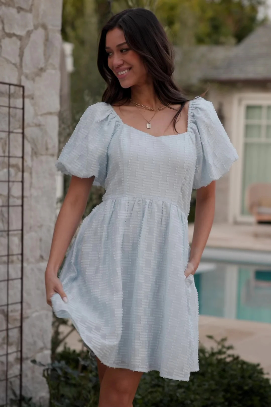 Sommer Babydoll Short Dress — Light Blue