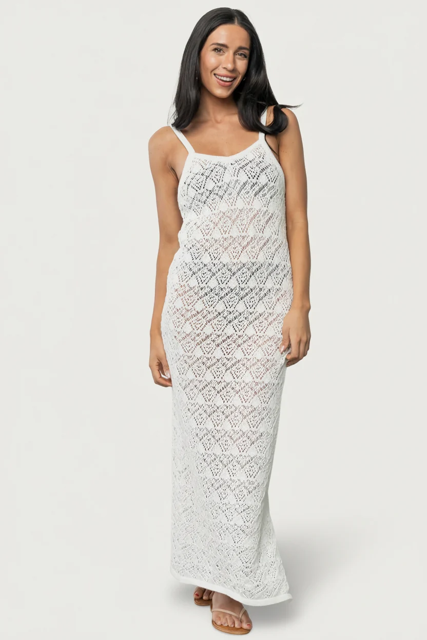 Carmona Crochet Maxi Cover-Up — Ecru