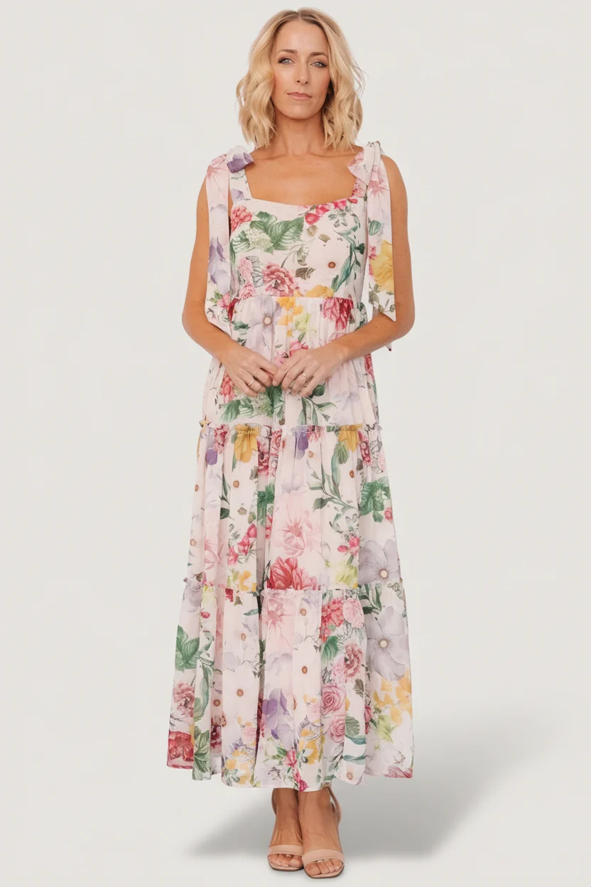 Anita Maxi Dress — Blush Floral Chiffon