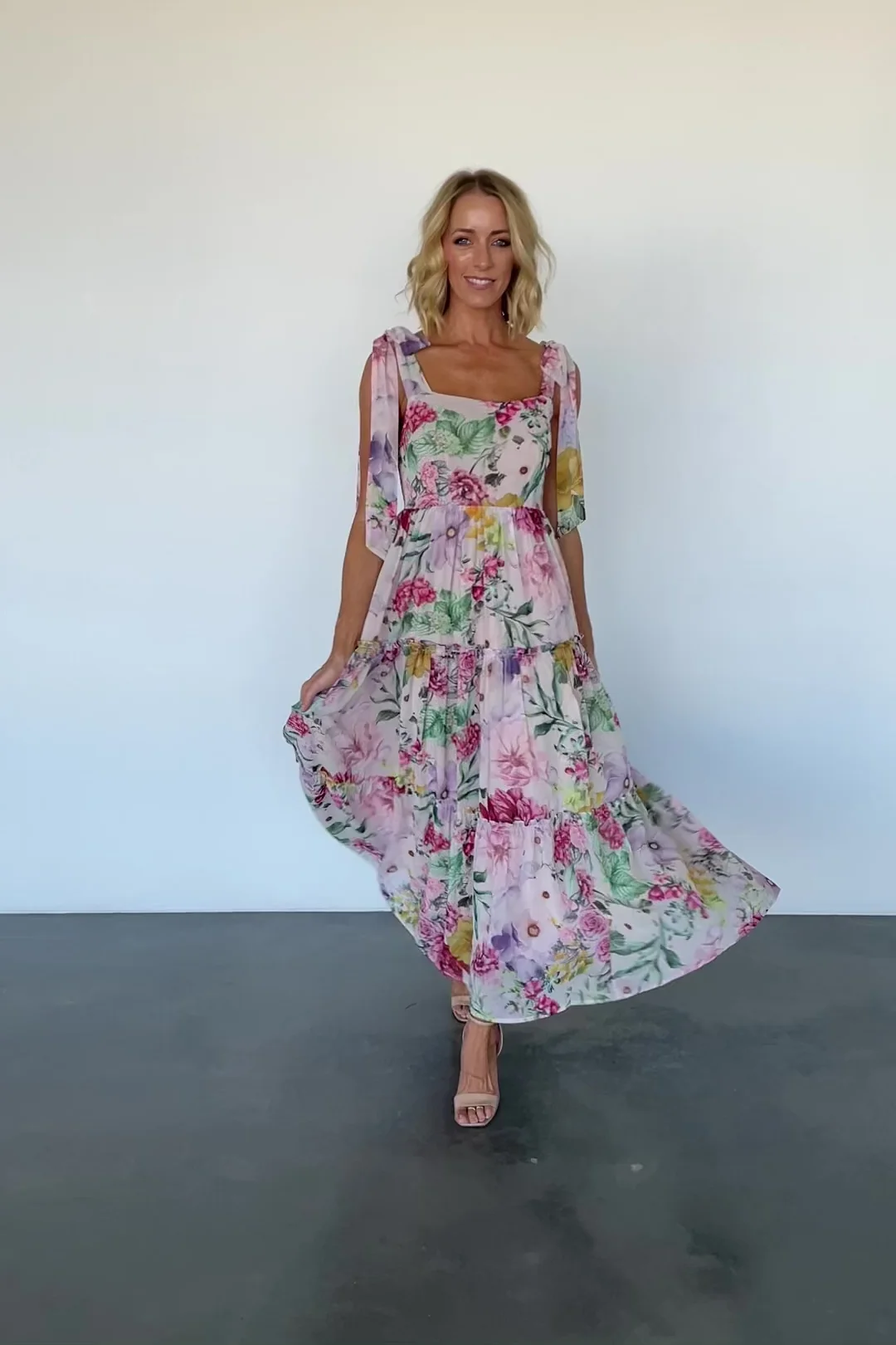 Anita Maxi Dress — Blush Floral Chiffon