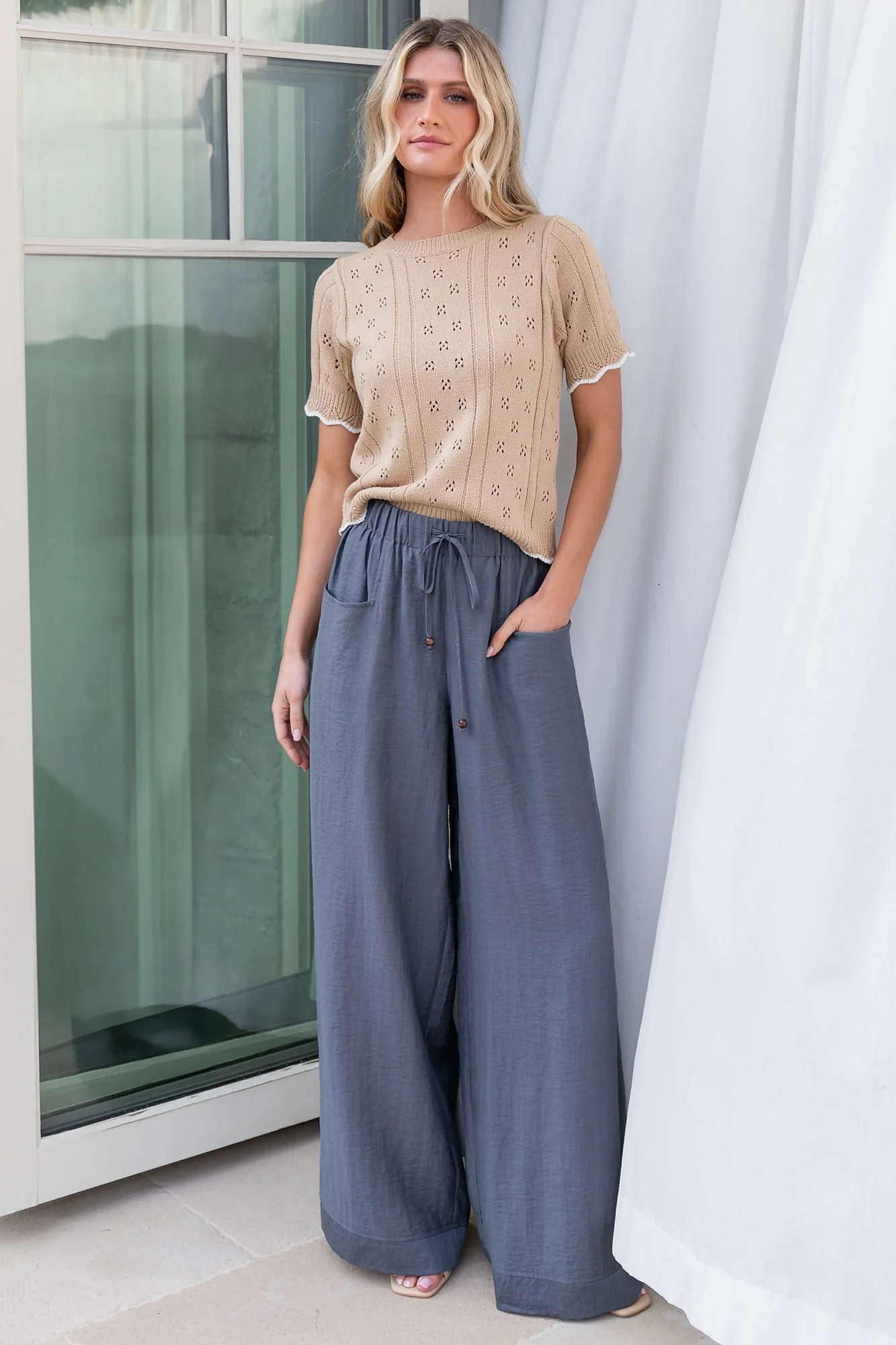 Britt Pointelle Knit Top — Natural + Ivory 6 Britt Pointelle Knit Top — Natural + Ivory