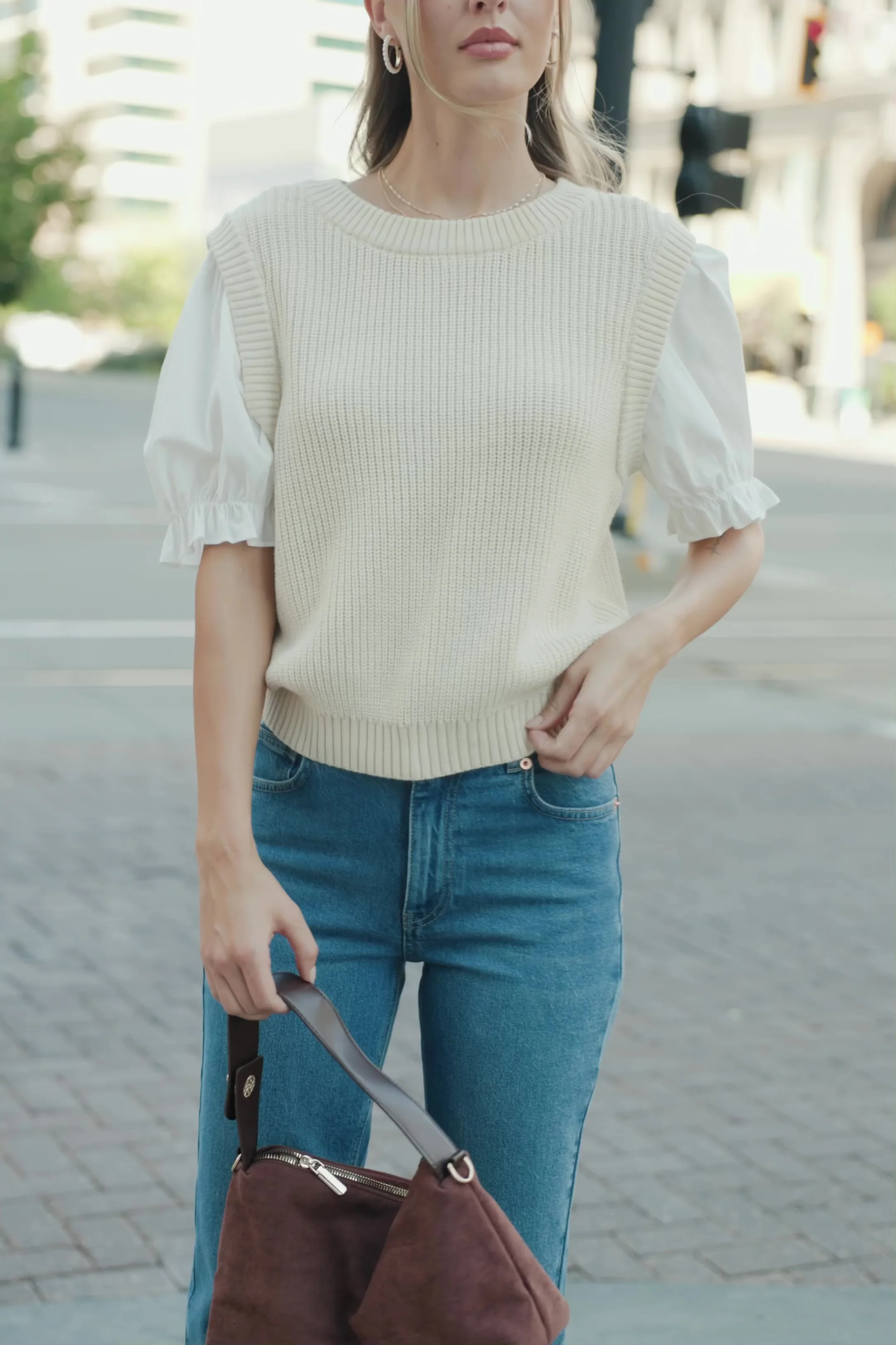 Taylor Puff Sleeve Top — Cream & Ivory