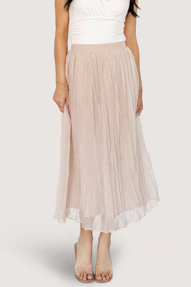 Cyra Midi Skirt — Natural Smocked Waist