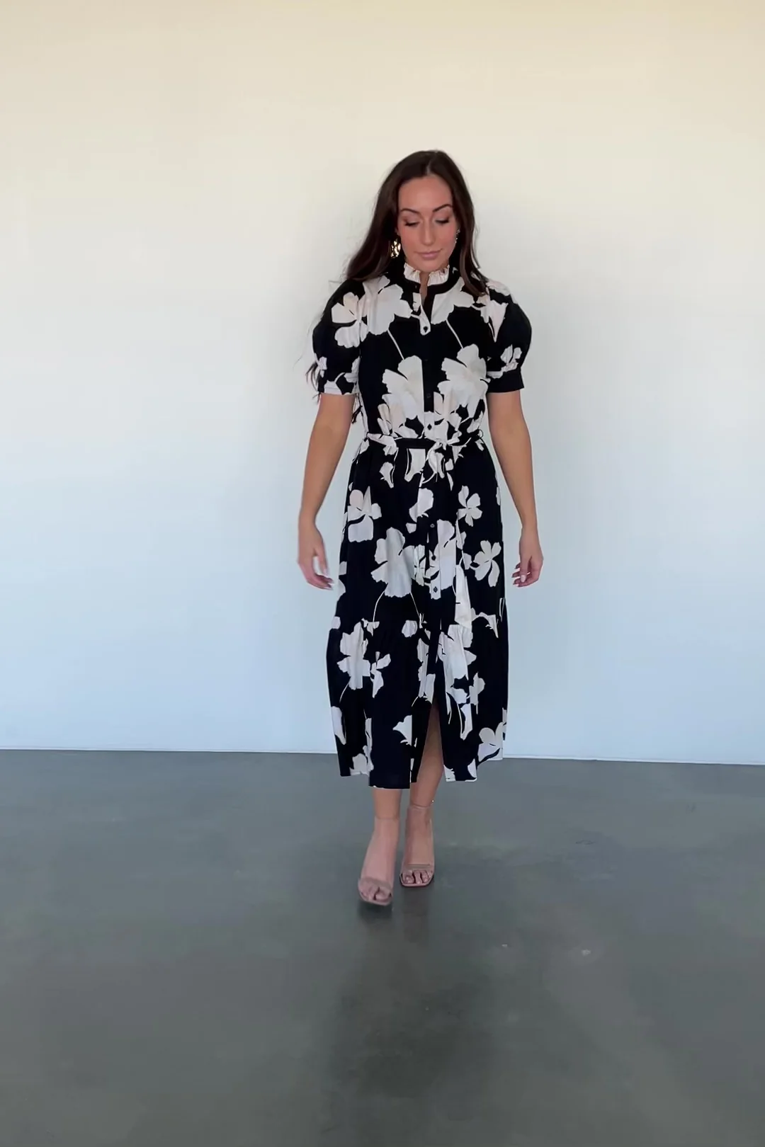 Loewe Button Dress — Black & Off-White Floral