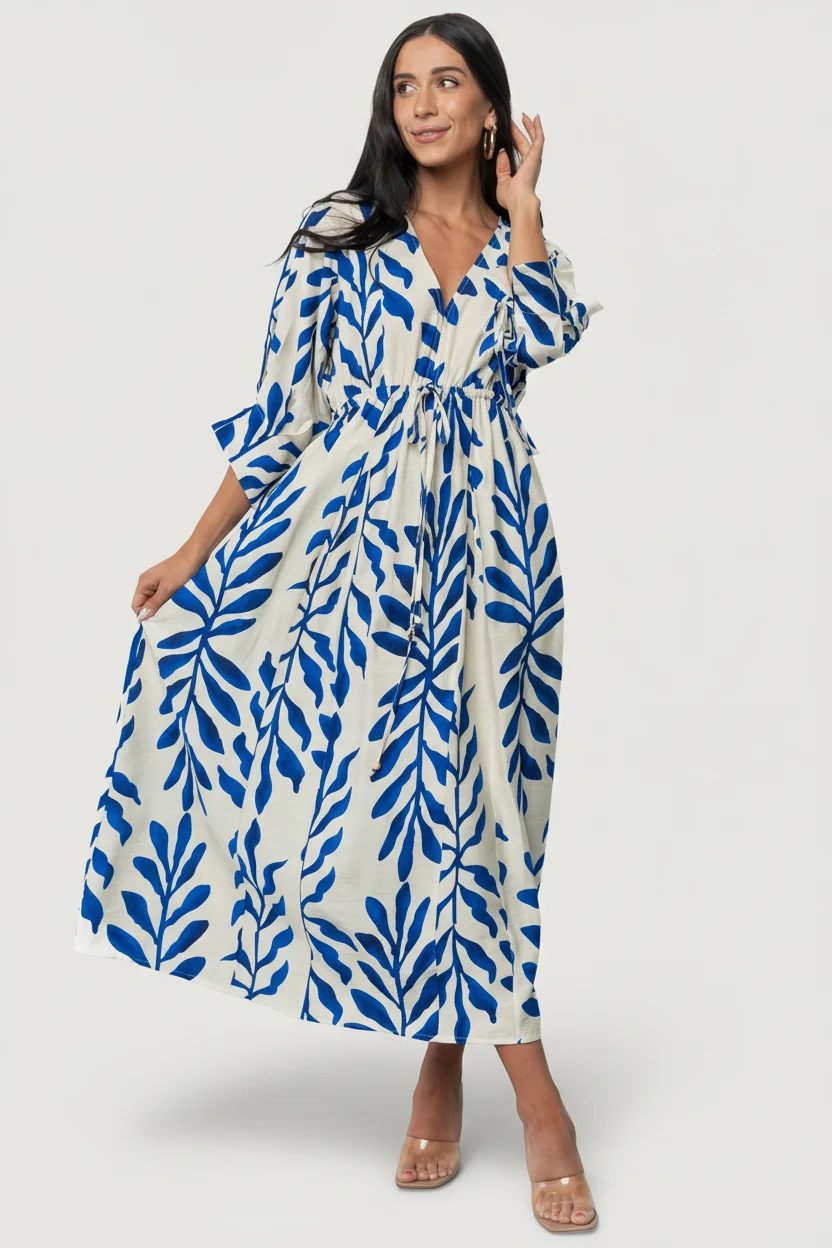 Málaga Midi Dress - Cobalt Print, Pockets