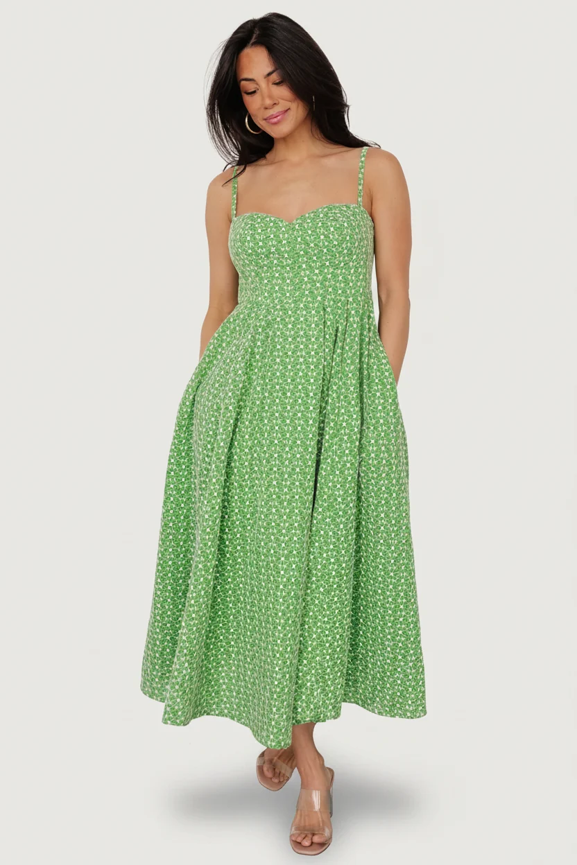 Gracelyn Embroidered Sweetheart Midi Dress