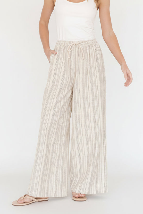 Antale Pants, Natural Multi Stripe Wide-Leg