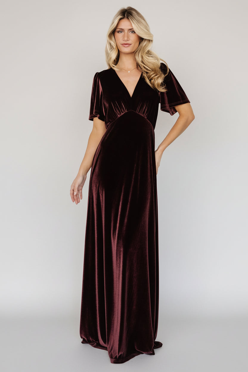 Vivian Velvet Maxi Dress - Clove Velvet Gown