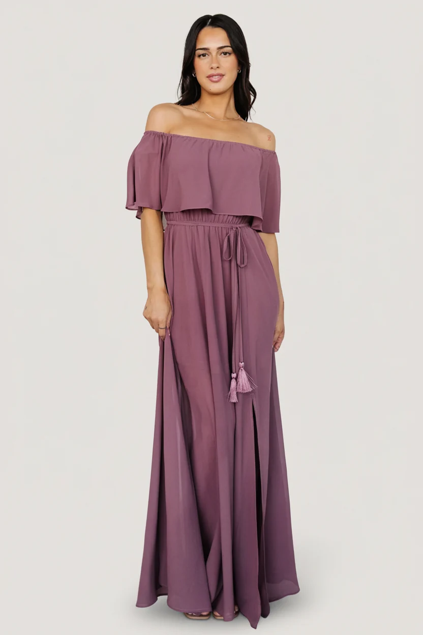Victoria Off-Shoulder Maxi Dress, Vintage Plum