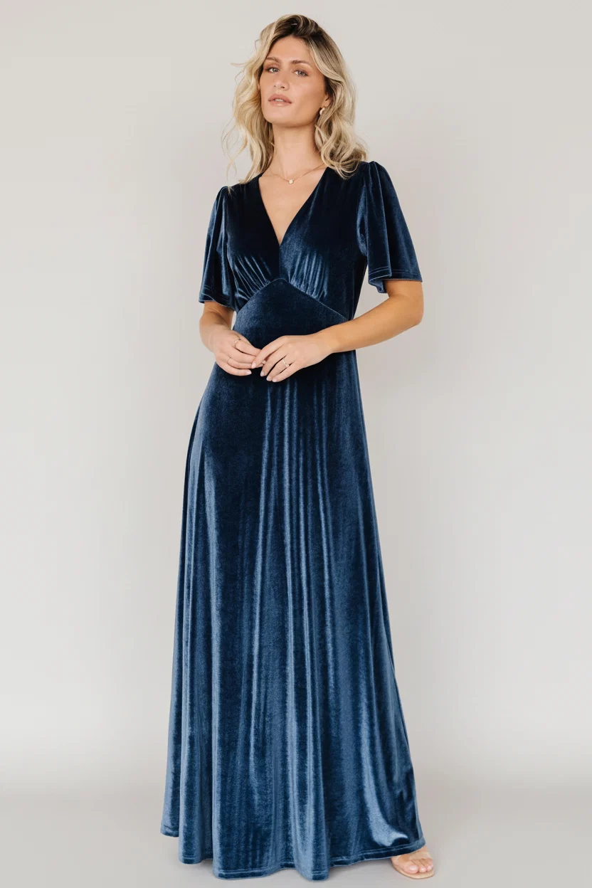 Vivian Velvet Maxi Dress — Stretch Velvet Gown