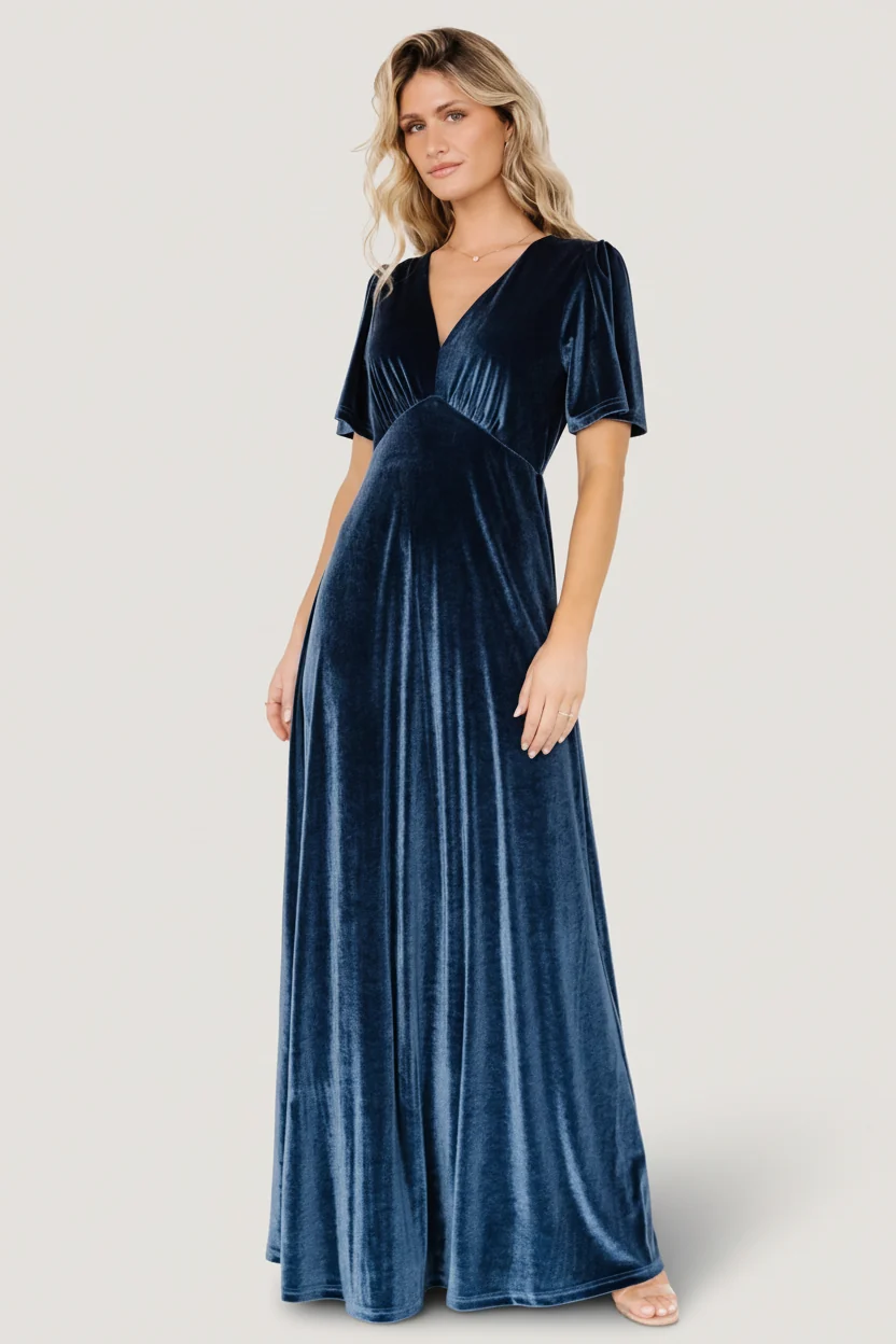 Vivian Velvet Maxi Dress — Stretch Velvet Gown