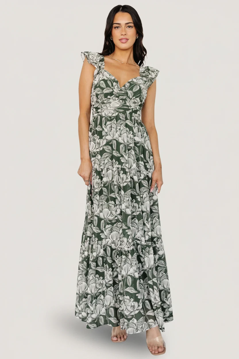 Martina Maxi Dress — Green & White Chiffon 13 Martina Maxi Dress — Green & White Chiffon