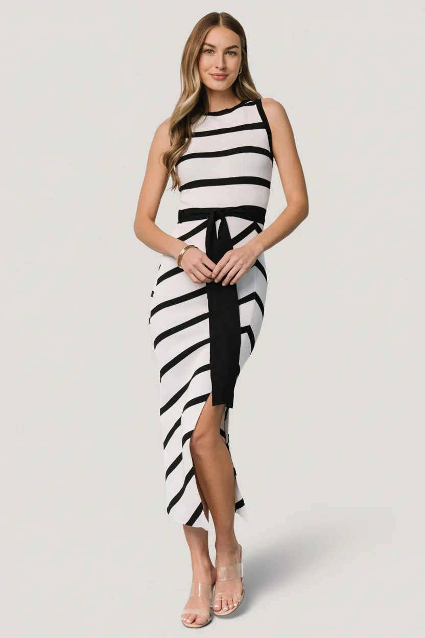 Chelsea Knit Midi Dress — White & Black Stripe 6 Chelsea Knit Midi Dress — White & Black Stripe