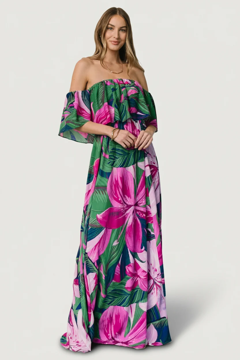 Azalea Off-Shoulder Maxi Dress, Floral