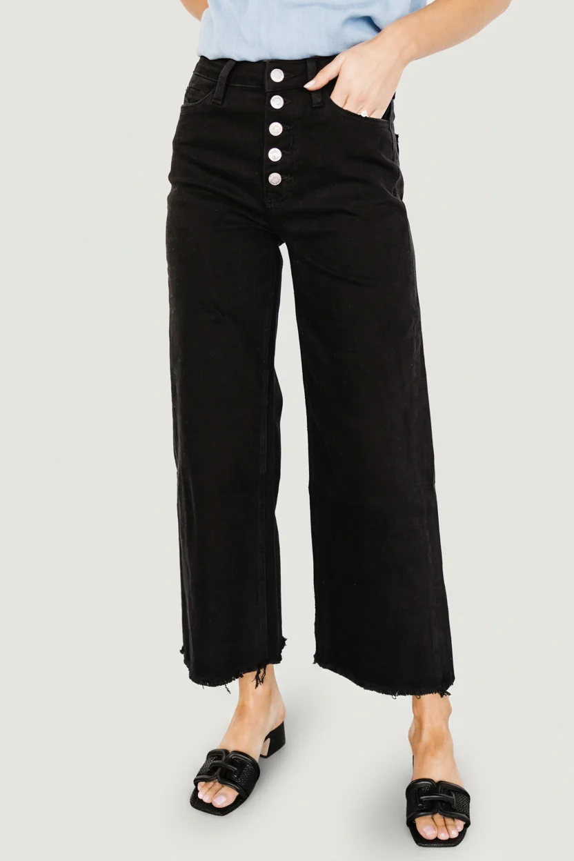 Georgie High-Rise Wide Leg Jeans - Black