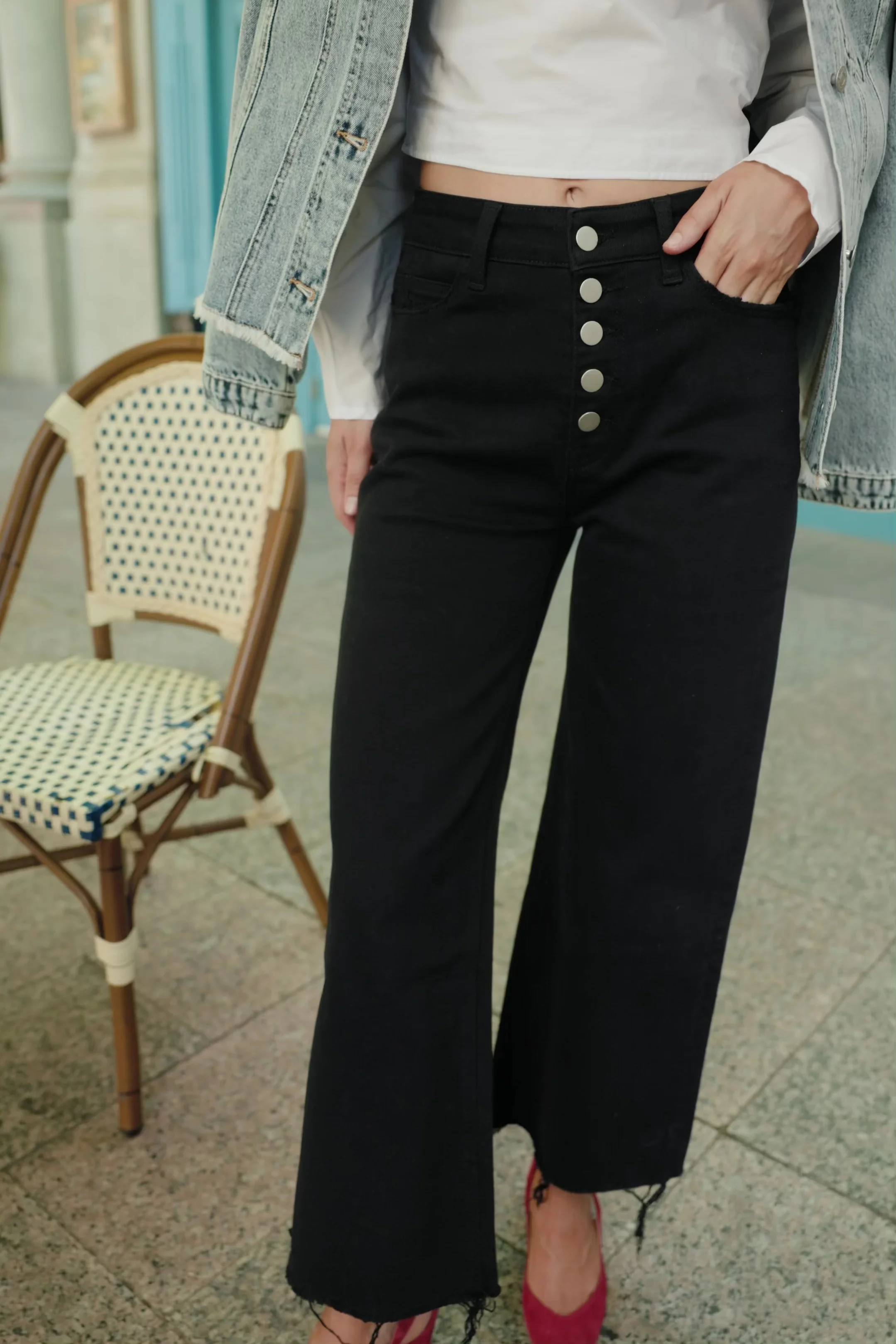 Georgie High-Rise Wide Leg Jeans - Black