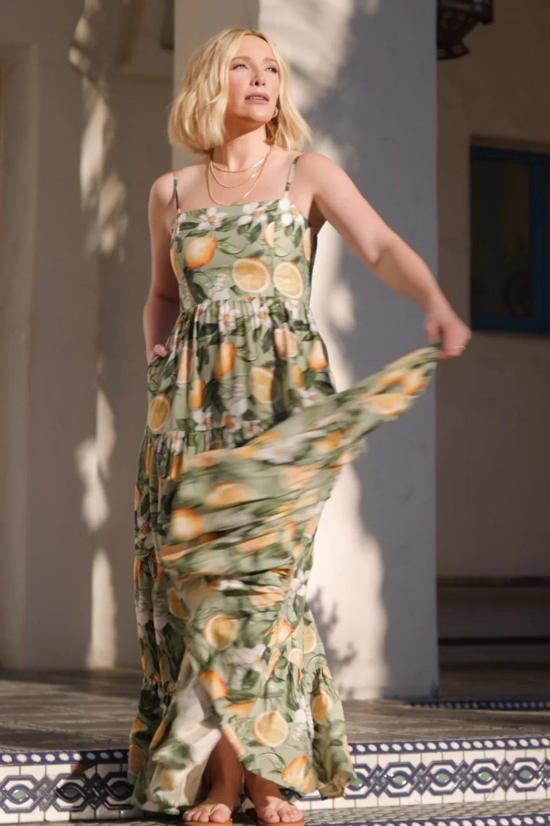 Silvia Tiered Maxi Dress, Sage Lemon Print 2 Silvia Tiered Maxi Dress, Sage Lemon Print