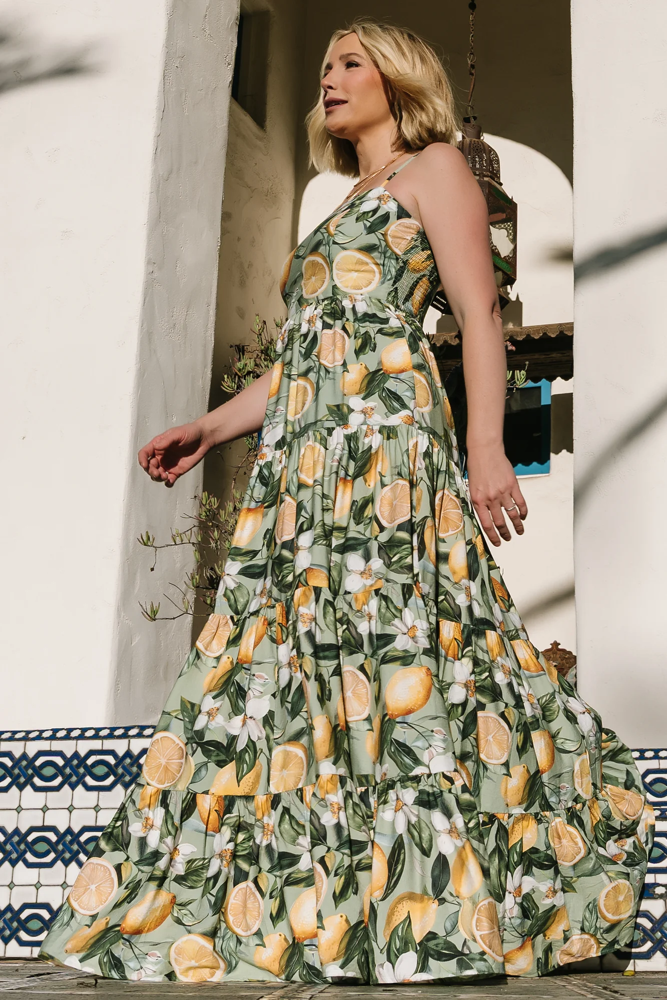 Silvia Tiered Maxi Dress, Sage Lemon Print 5 Silvia Tiered Maxi Dress, Sage Lemon Print