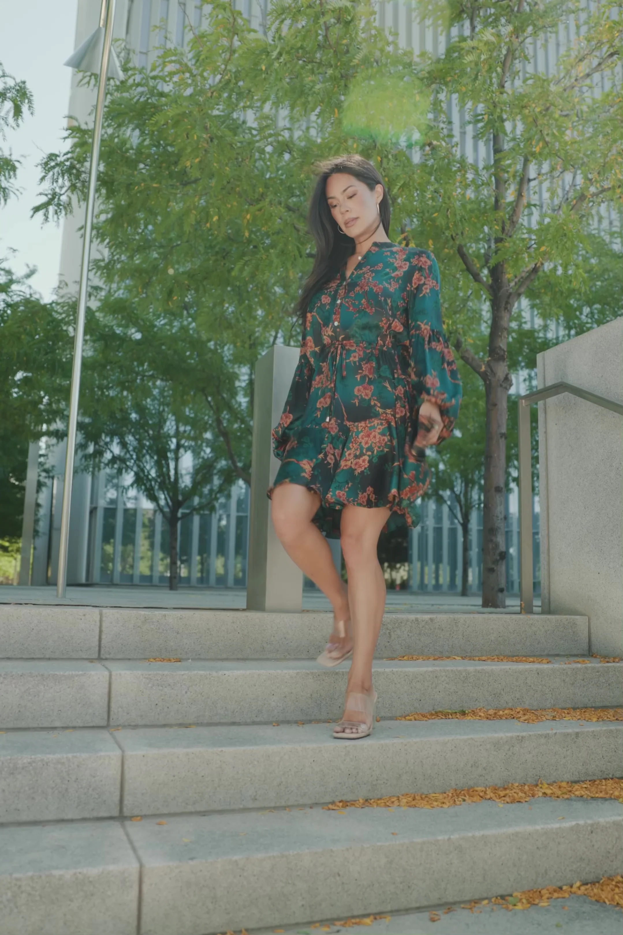 Venice Short Dress — Jade & Copper Floral Mini