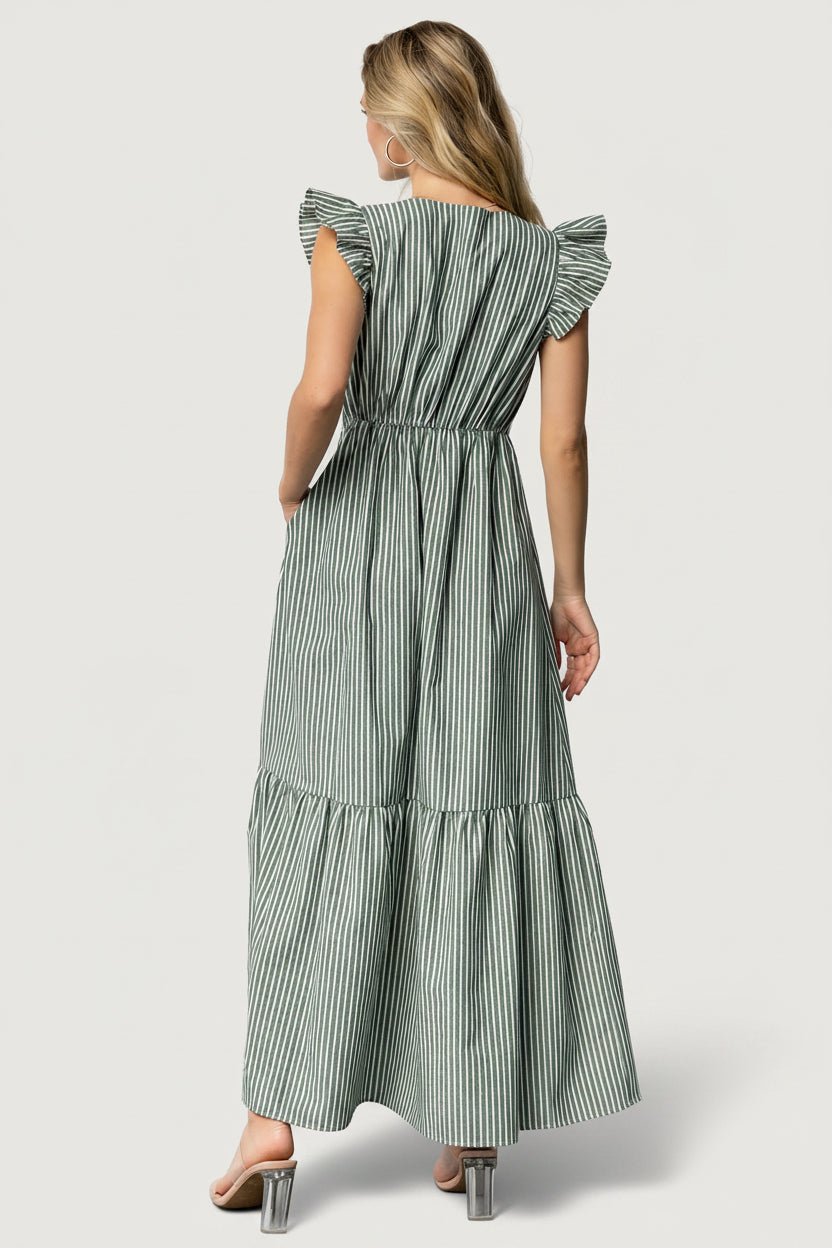 Hettie Button Maxi Dress — Green Stripe 5 Hettie Button Maxi Dress — Green Stripe