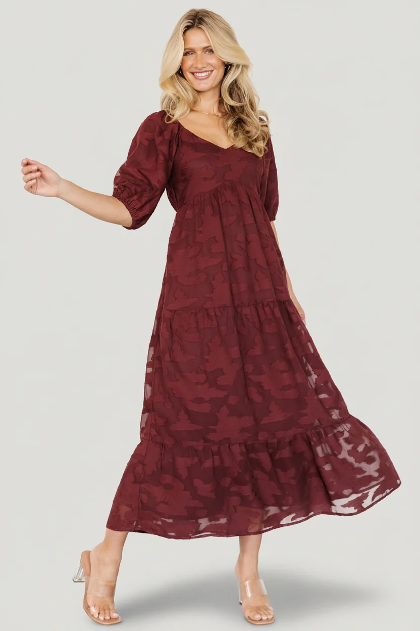 Hayward Maxi Dress - Mahogany Floral Burnout