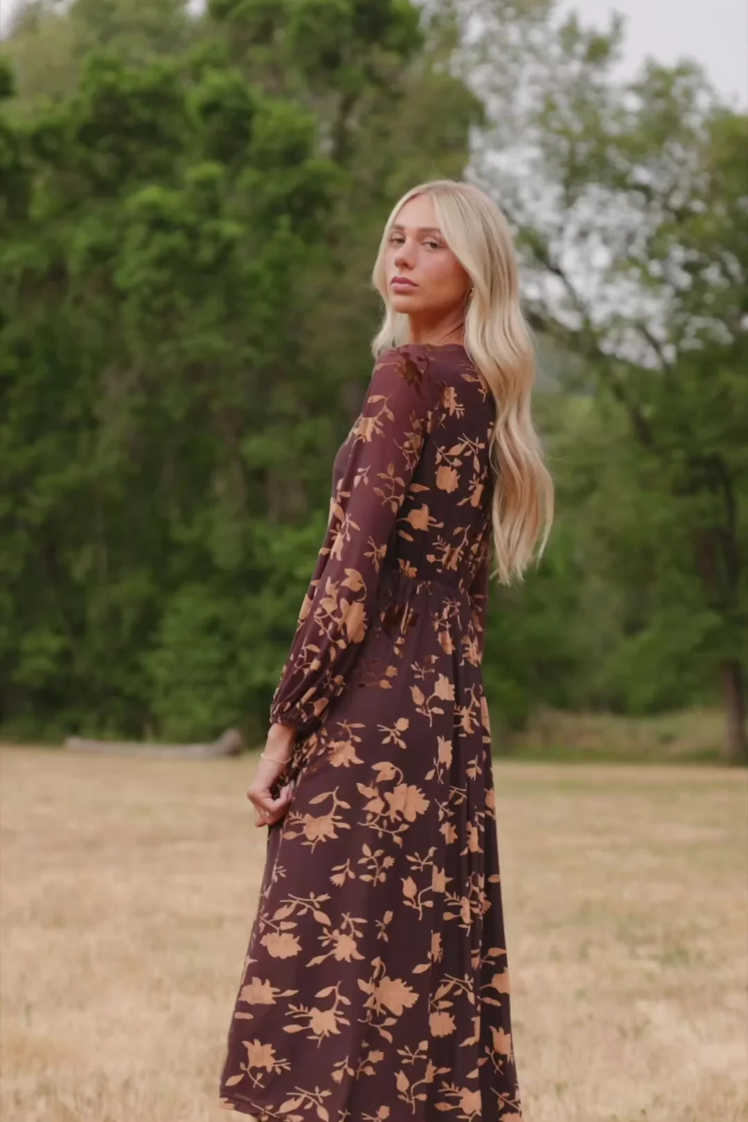 Thora Velvet Midi Dress — Deep Plum Floral