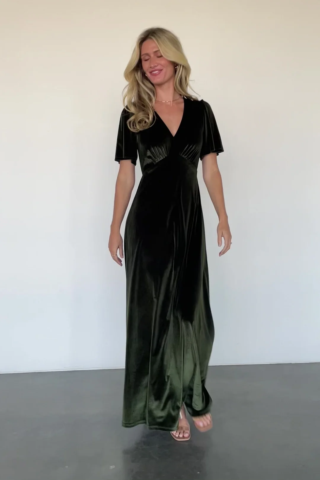Vivian Velvet Maxi Dress - Olive Velvet Gown